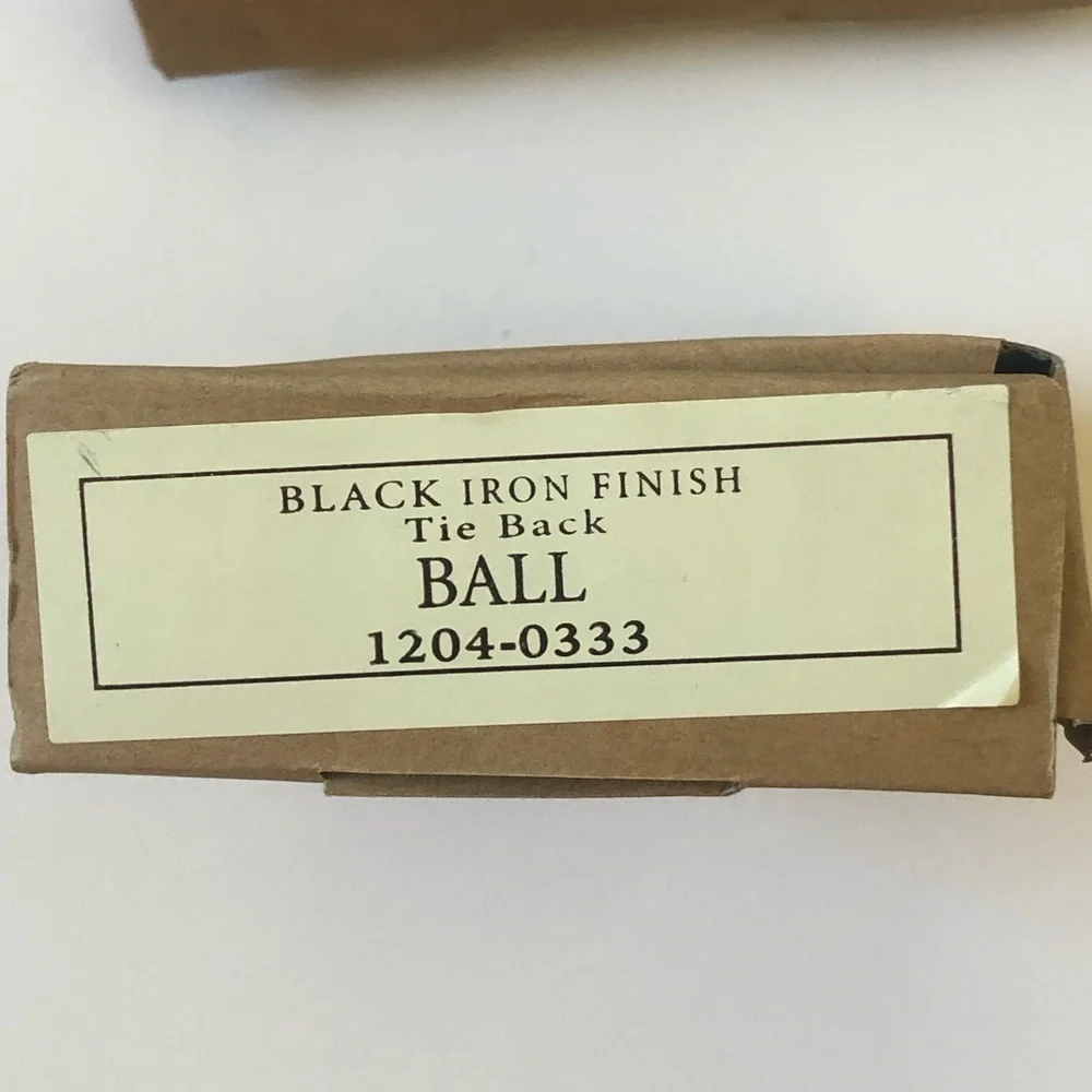 RESTORATION HARDWARE-SET OF 2-BALL FINIAL TIE BACK - BLACK IRON FINISH | NEW
